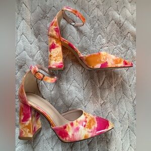 SHEIN | Orange + Pink “Sunset” Pointed Toe Chunky Heels